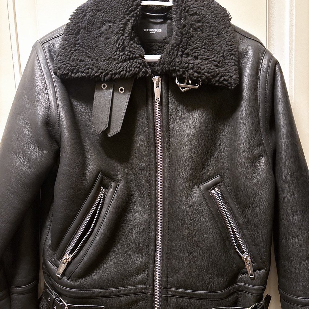 Brand new Kooples Sherpa leather biker jacket